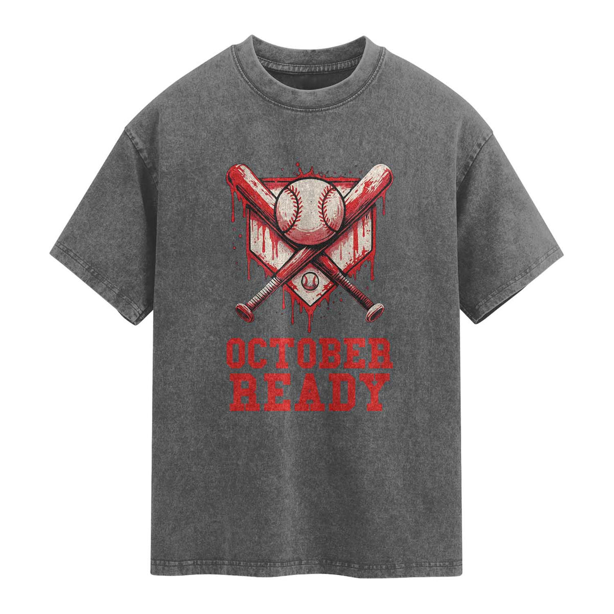 October Ready Washed Cotton T-Shirt Philadelphia Playoff Baseball Drip Graffiti