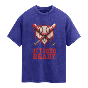 October Ready Washed Cotton T-Shirt Philadelphia Playoff Baseball Drip Graffiti