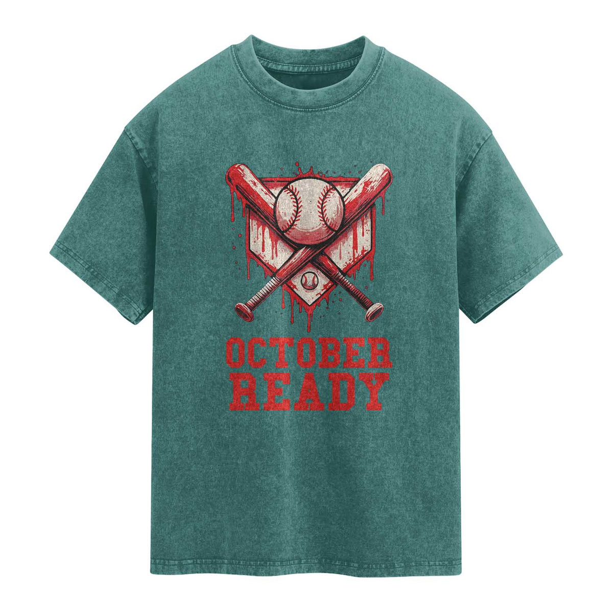 October Ready Washed Cotton T-Shirt Philadelphia Playoff Baseball Drip Graffiti