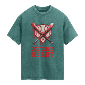 October Ready Washed Cotton T-Shirt Philadelphia Playoff Baseball Drip Graffiti