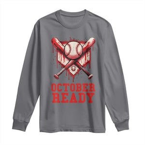 October Ready Long Sleeve Shirt Philadelphia Playoff Baseball Drip Graffiti TS10 Charcoal Print Your Wear