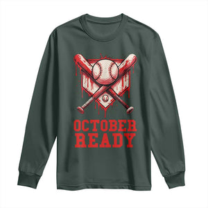 October Ready Long Sleeve Shirt Philadelphia Playoff Baseball Drip Graffiti TS10 Dark Forest Green Print Your Wear