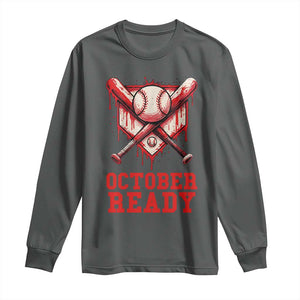 October Ready Long Sleeve Shirt Philadelphia Playoff Baseball Drip Graffiti TS10 Dark Heather Print Your Wear