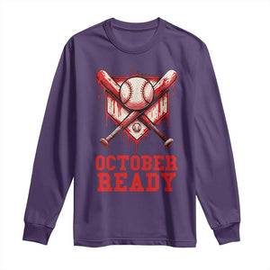 October Ready Long Sleeve Shirt Philadelphia Playoff Baseball Drip Graffiti TS10 Purple Print Your Wear