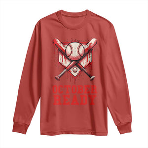 October Ready Long Sleeve Shirt Philadelphia Playoff Baseball Drip Graffiti TS10 Red Print Your Wear