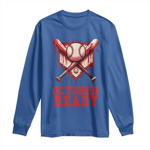 October Ready Long Sleeve Shirt Philadelphia Playoff Baseball Drip Graffiti TS10 Royal Blue Print Your Wear