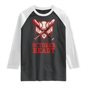 October Ready Raglan Shirt Philadelphia Playoff Baseball Drip Graffiti TS10 Black White Print Your Wear