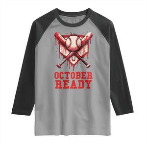 October Ready Raglan Shirt Philadelphia Playoff Baseball Drip Graffiti TS10 Sport Gray Black Print Your Wear