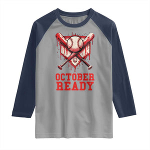 October Ready Raglan Shirt Philadelphia Playoff Baseball Drip Graffiti TS10 Sport Gray Navy Print Your Wear
