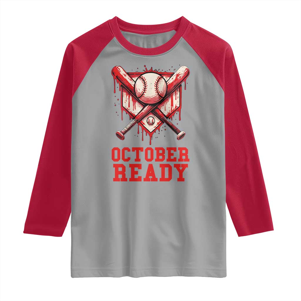October Ready Raglan Shirt Philadelphia Playoff Baseball Drip Graffiti TS10 Sport Gray Red Print Your Wear
