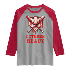 October Ready Raglan Shirt Philadelphia Playoff Baseball Drip Graffiti TS10 Sport Gray Red Print Your Wear