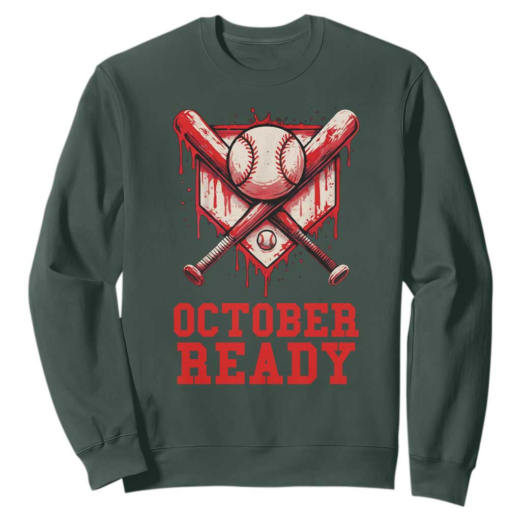 October Ready Sweatshirt Philadelphia Playoff Baseball Drip Graffiti TS10 Dark Forest Green Print Your Wear