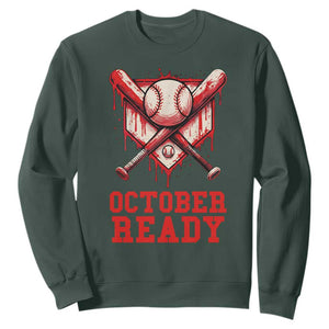 October Ready Sweatshirt Philadelphia Playoff Baseball Drip Graffiti TS10 Dark Forest Green Print Your Wear