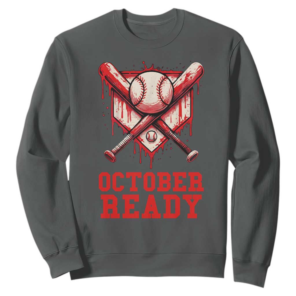 October Ready Sweatshirt Philadelphia Playoff Baseball Drip Graffiti TS10 Dark Heather Print Your Wear