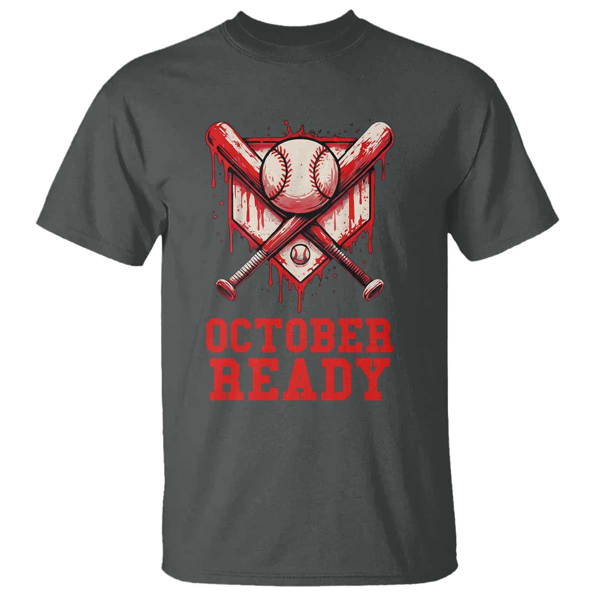 October Ready T Shirt Philadelphia Playoff Baseball Drip Graffiti TS10 Dark Heather Print Your Wear