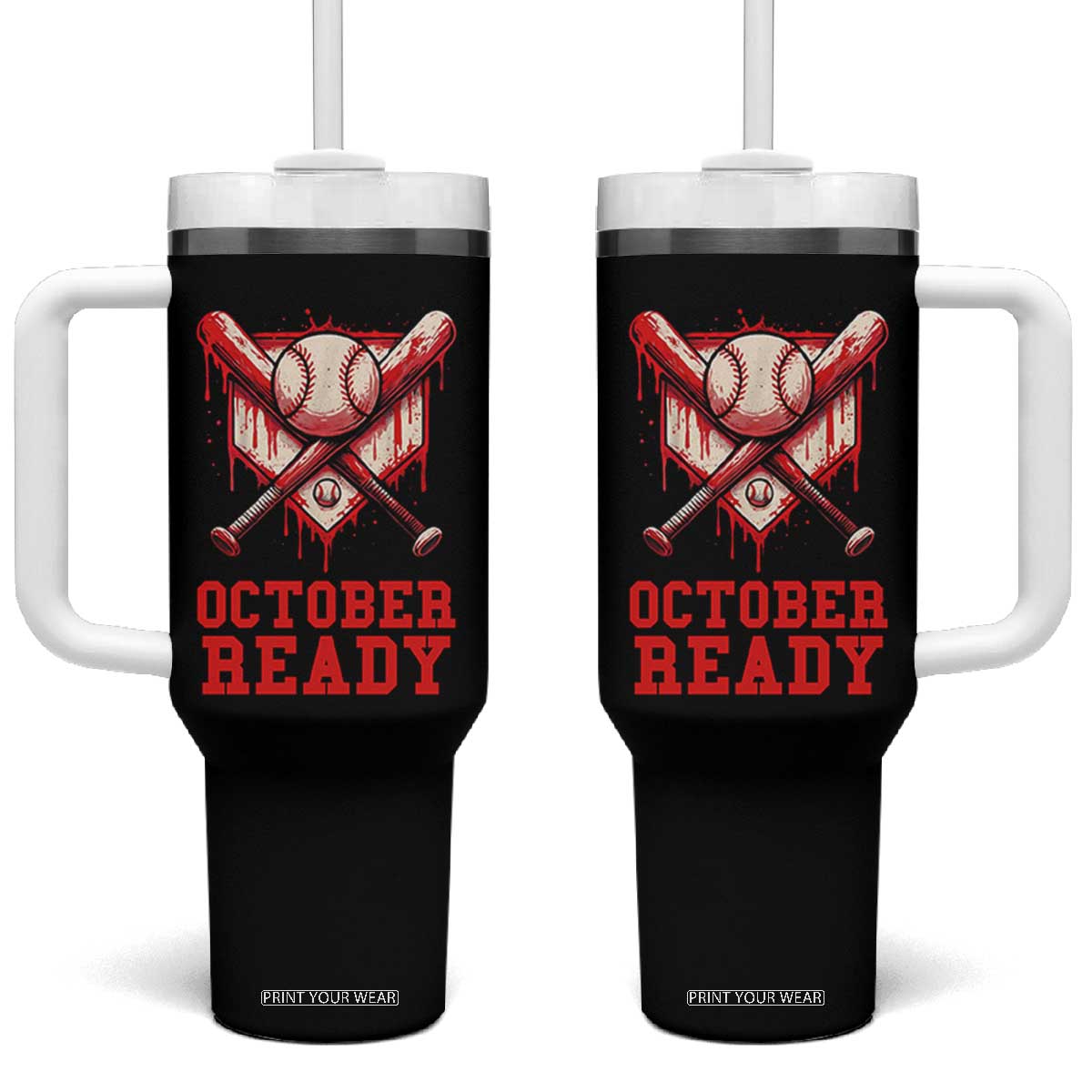 October Ready Tumbler With Handle Philadelphia Playoff Baseball Drip Graffiti TS10 One Size: 40 oz Black Print Your Wear