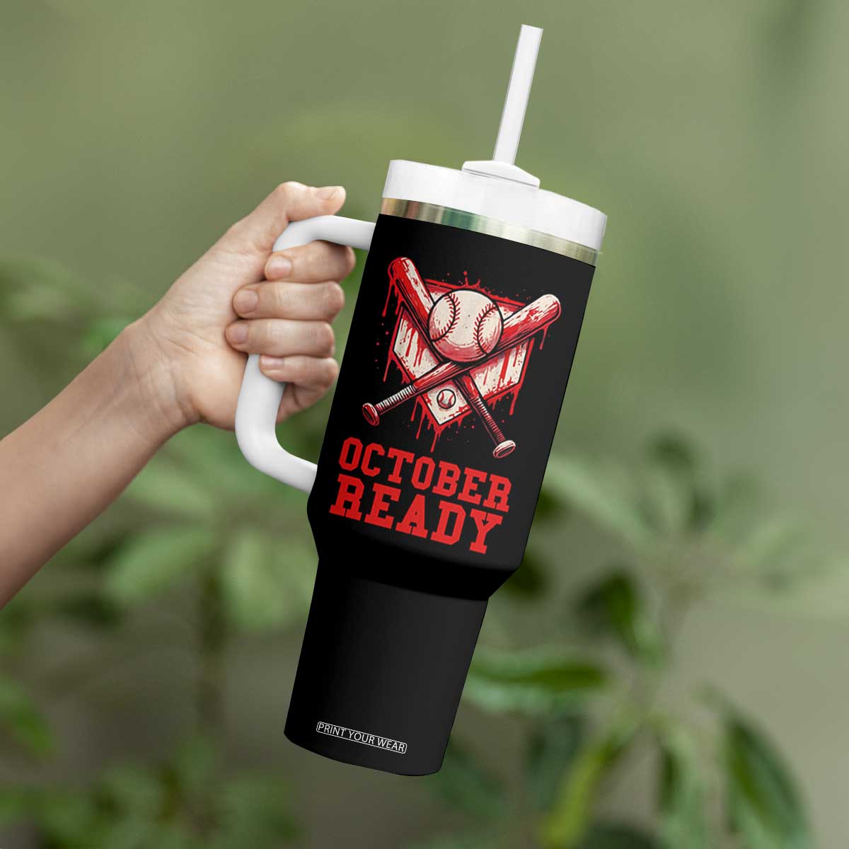 October Ready Tumbler With Handle Philadelphia Playoff Baseball Drip Graffiti TS10 Print Your Wear