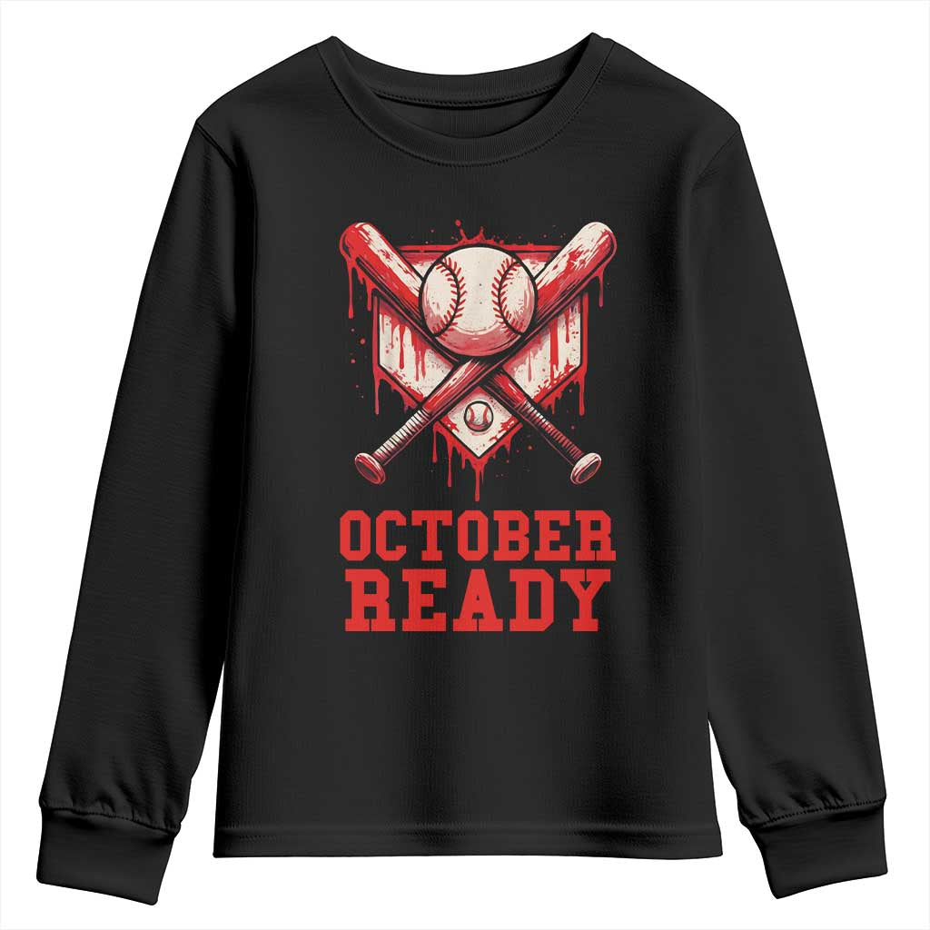 October Ready Youth Sweatshirt Philadelphia Playoff Baseball Drip Graffiti TS10 Black Print Your Wear