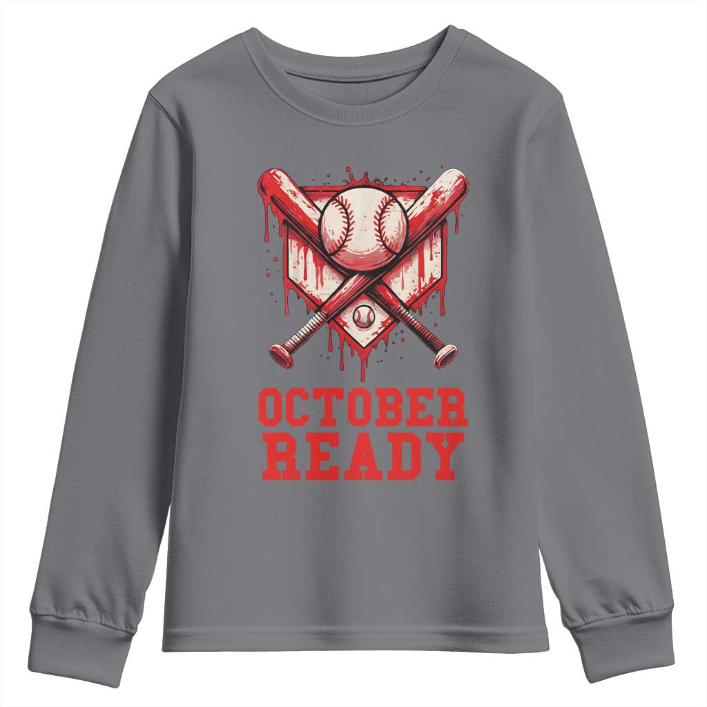 October Ready Youth Sweatshirt Philadelphia Playoff Baseball Drip Graffiti TS10 Charcoal Print Your Wear