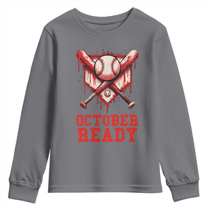 October Ready Youth Sweatshirt Philadelphia Playoff Baseball Drip Graffiti TS10 Charcoal Print Your Wear