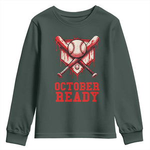 October Ready Youth Sweatshirt Philadelphia Playoff Baseball Drip Graffiti TS10 Dark Forest Green Print Your Wear