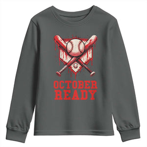 October Ready Youth Sweatshirt Philadelphia Playoff Baseball Drip Graffiti TS10 Dark Heather Print Your Wear