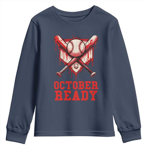 October Ready Youth Sweatshirt Philadelphia Playoff Baseball Drip Graffiti TS10 Navy Print Your Wear