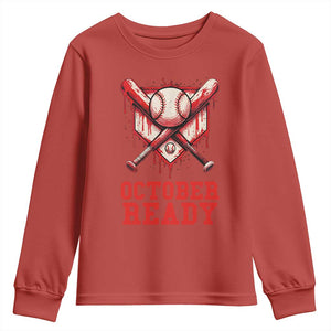 October Ready Youth Sweatshirt Philadelphia Playoff Baseball Drip Graffiti TS10 Red Print Your Wear