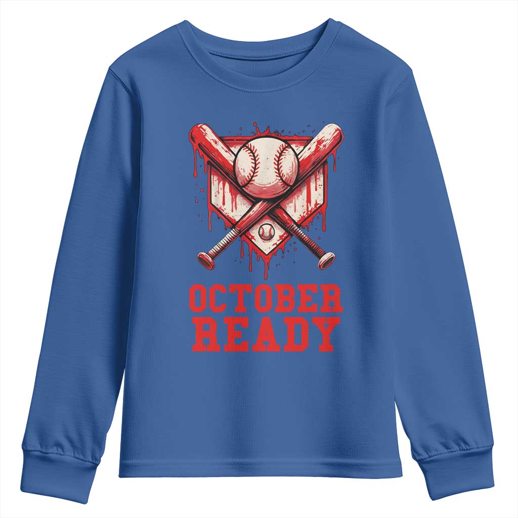 October Ready Youth Sweatshirt Philadelphia Playoff Baseball Drip Graffiti TS10 Royal Blue Print Your Wear