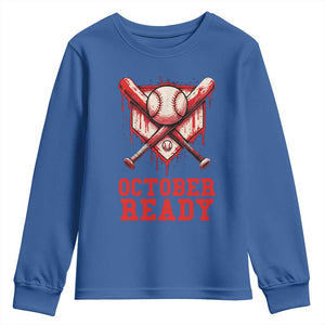 October Ready Youth Sweatshirt Philadelphia Playoff Baseball Drip Graffiti TS10 Royal Blue Print Your Wear