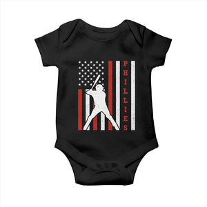 Philly Baseball Baby Onesie Cool Distressed Philadelphia Red October US Flag TS10 Black Print Your Wear