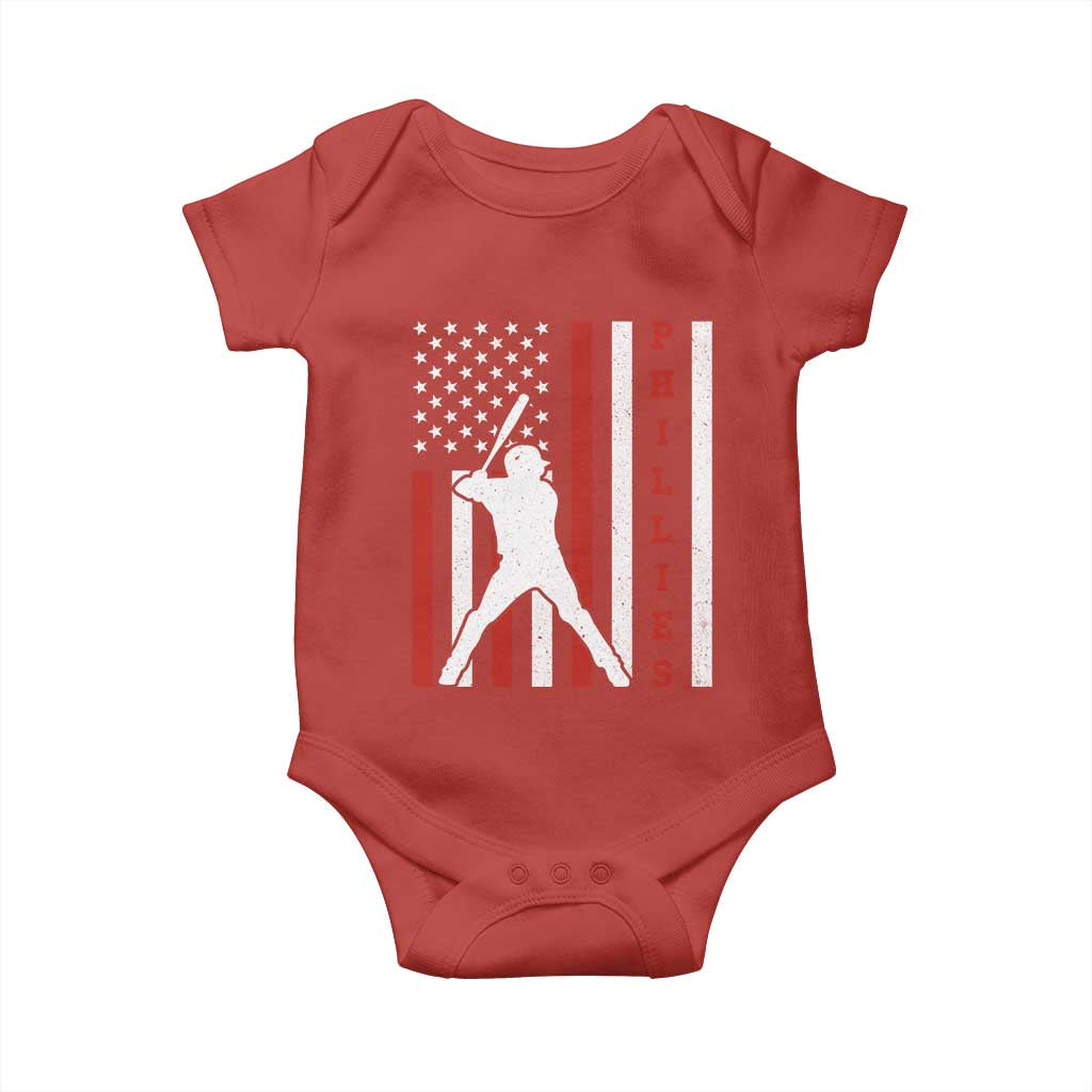 Phillies Baseball Baby Onesie Cool Distressed Philadelphia Red October US Flag TS10 Red Print Your Wear