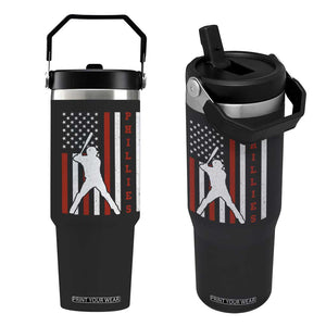 Philly Baseball Flip Straw Tumbler Cool Distressed Philadelphia Red October US Flag TS10 One Size: 30 oz Black Print Your Wear