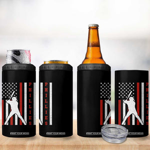 Phillies Baseball 4 in 1 Can Cooler Tumbler Cool Distressed Philadelphia Red October US Flag TS10 Print Your Wear