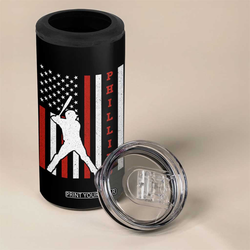 Philly Baseball 4 in 1 Can Cooler Tumbler Cool Distressed Philadelphia Red October US Flag TS10 Print Your Wear