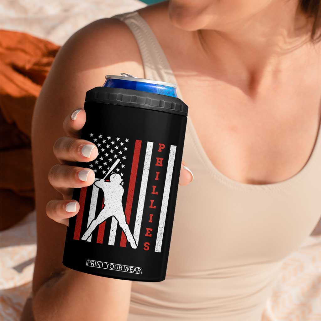 Phillies Baseball 4 in 1 Can Cooler Tumbler Cool Distressed Philadelphia Red October US Flag TS10 Print Your Wear