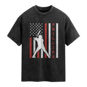 Philly Baseball Washed Cotton T-Shirt Cool Distressed Philadelphia Red October US Flag