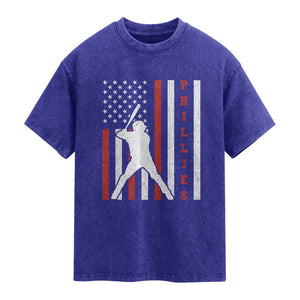 Philly Baseball Washed Cotton T-Shirt Cool Distressed Philadelphia Red October US Flag