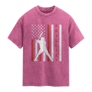 Philly Baseball Washed Cotton T-Shirt Cool Distressed Philadelphia Red October US Flag