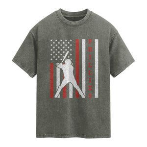 Philly Baseball Washed Cotton T-Shirt Cool Distressed Philadelphia Red October US Flag