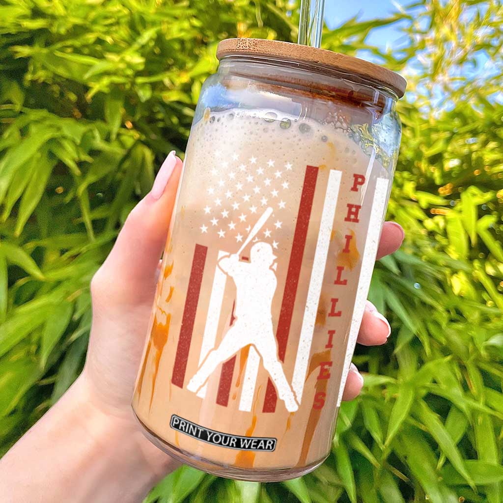 Philly Baseball Glass Can Cool Distressed Philadelphia Red October US Flag TS10 Black Print Your Wear