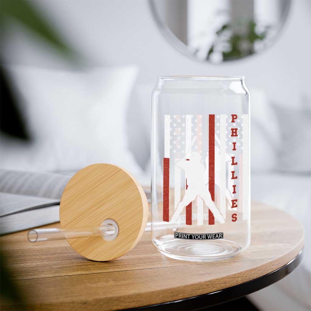 Phillies Baseball Glass Can Cool Distressed Philadelphia Red October US Flag TS10 Print Your Wear
