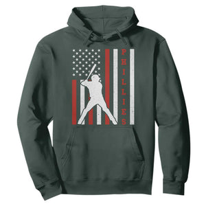 Philly Baseball Hoodie Cool Distressed Philadelphia Red October US Flag TS10 Dark Forest Green Print Your Wear