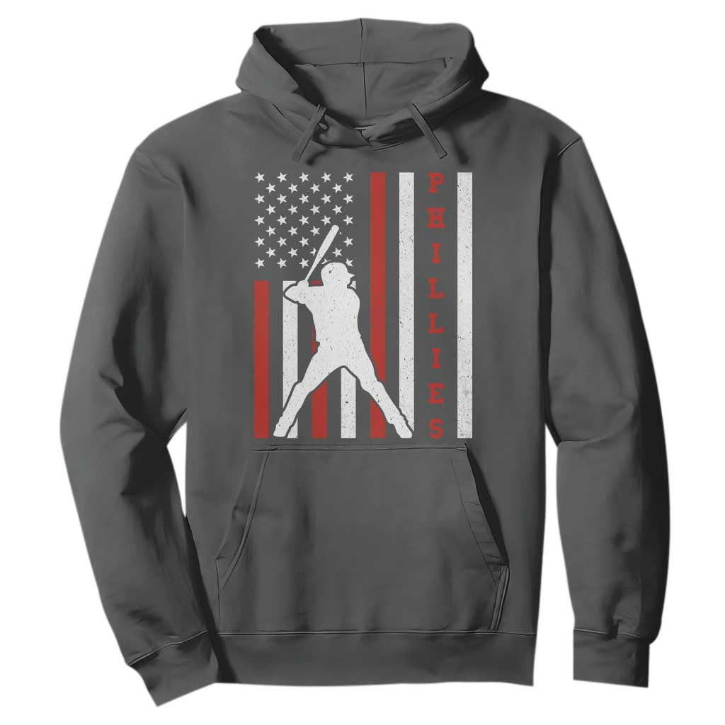 Phillies Baseball Hoodie Cool Distressed Philadelphia Red October US Flag TS10 Dark Heather Print Your Wear