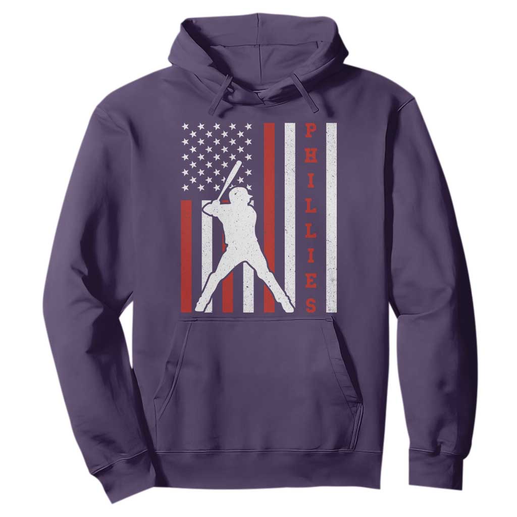 Philly Baseball Hoodie Cool Distressed Philadelphia Red October US Flag TS10 Purple Print Your Wear
