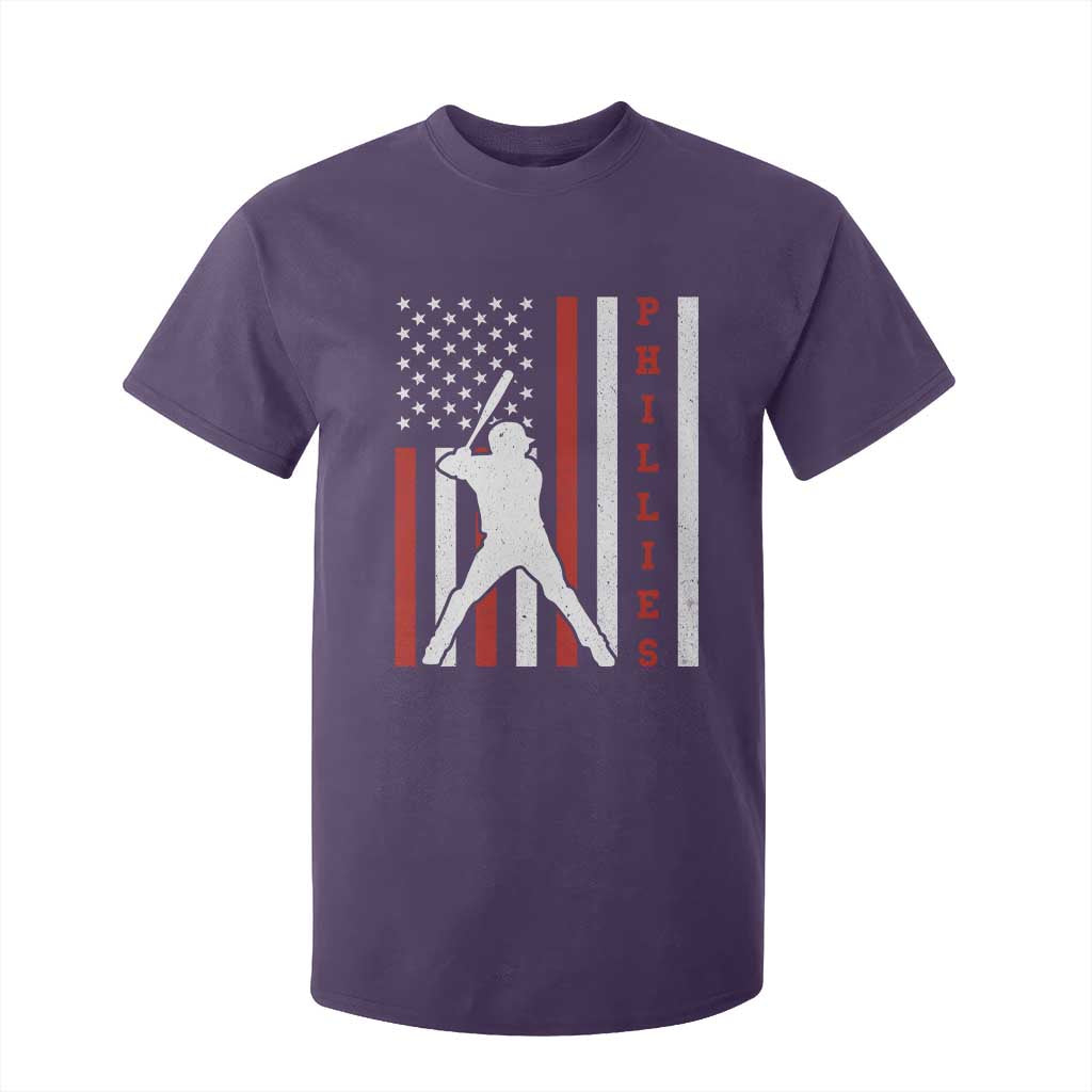 Philly Baseball T Shirt For Kid Cool Distressed Philadelphia Red October US Flag TS10 Purple Print Your Wear