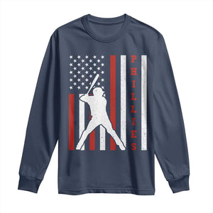 Phillies Baseball Long Sleeve Shirt Cool Distressed Philadelphia Red October US Flag TS10 Navy Print Your Wear