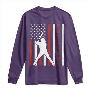 Phillies Baseball Long Sleeve Shirt Cool Distressed Philadelphia Red October US Flag TS10 Purple Print Your Wear