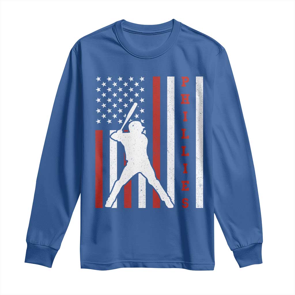 Philly Baseball Long Sleeve Shirt Cool Distressed Philadelphia Red October US Flag TS10 Royal Blue Print Your Wear