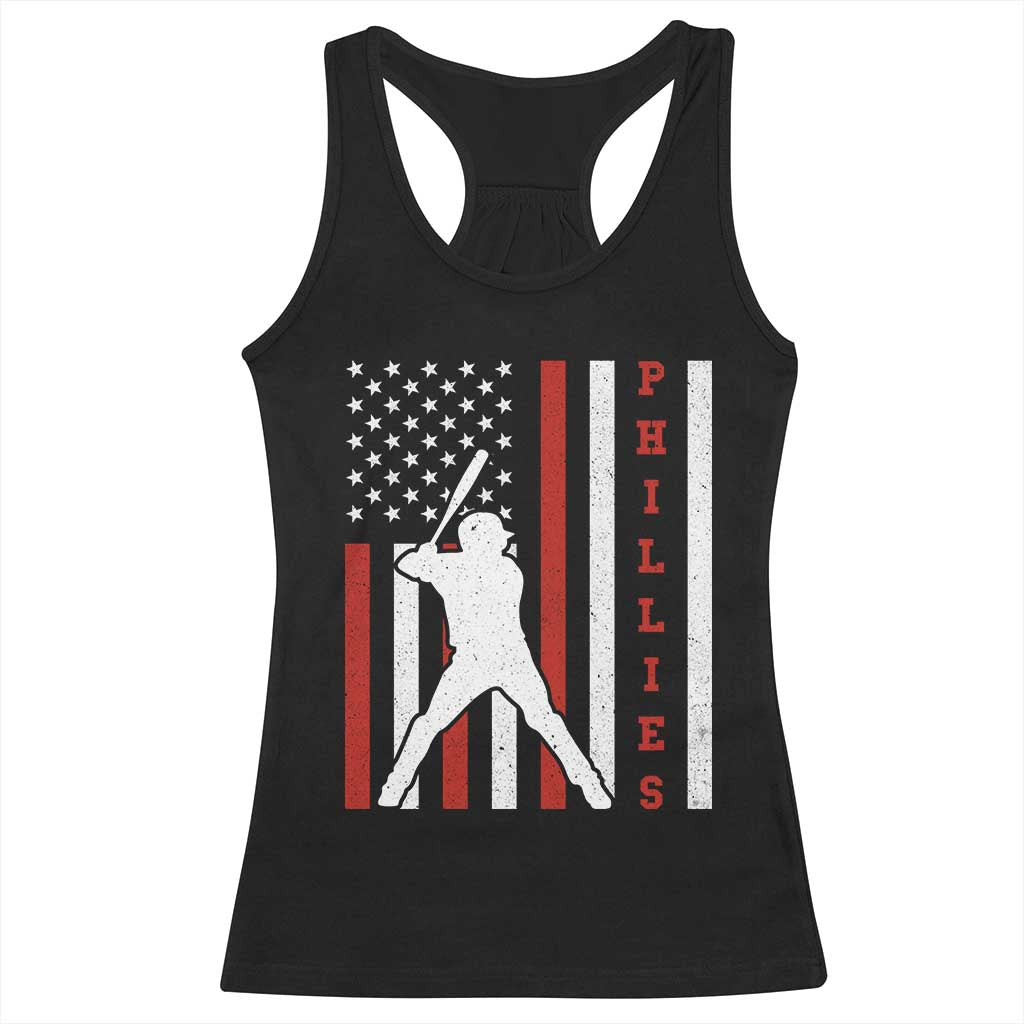 Phillies Baseball Racerback Tank Top Cool Distressed Philadelphia Red October US Flag TS10 Black Print Your Wear